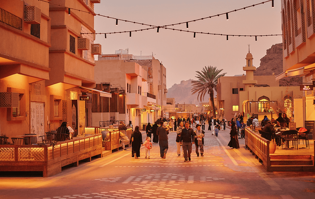 AlUla street at night