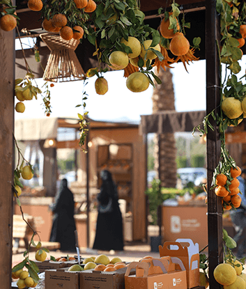 Stand d'agrumes au marché fermier