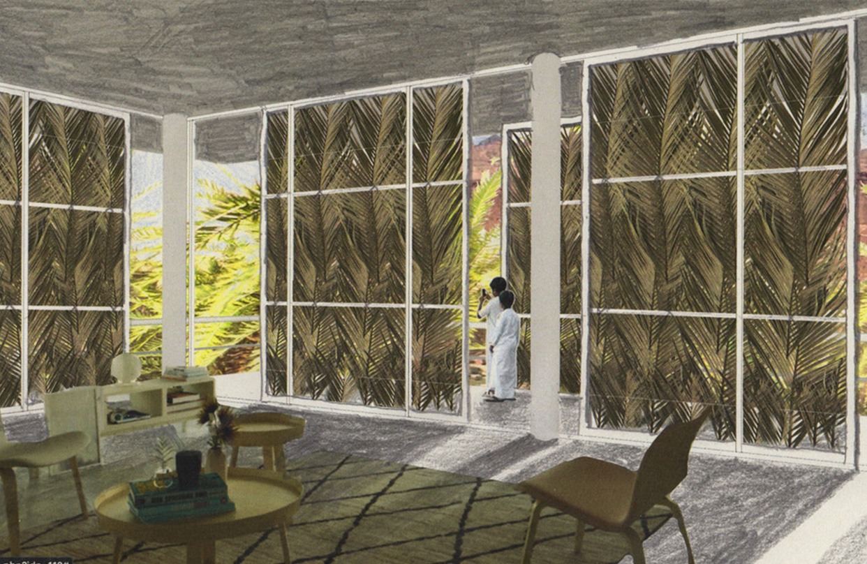 Croquis intérieur de la Villa Hégra
